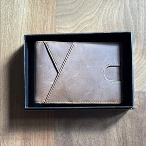 Brown Leather Wallet bifold Card Holder